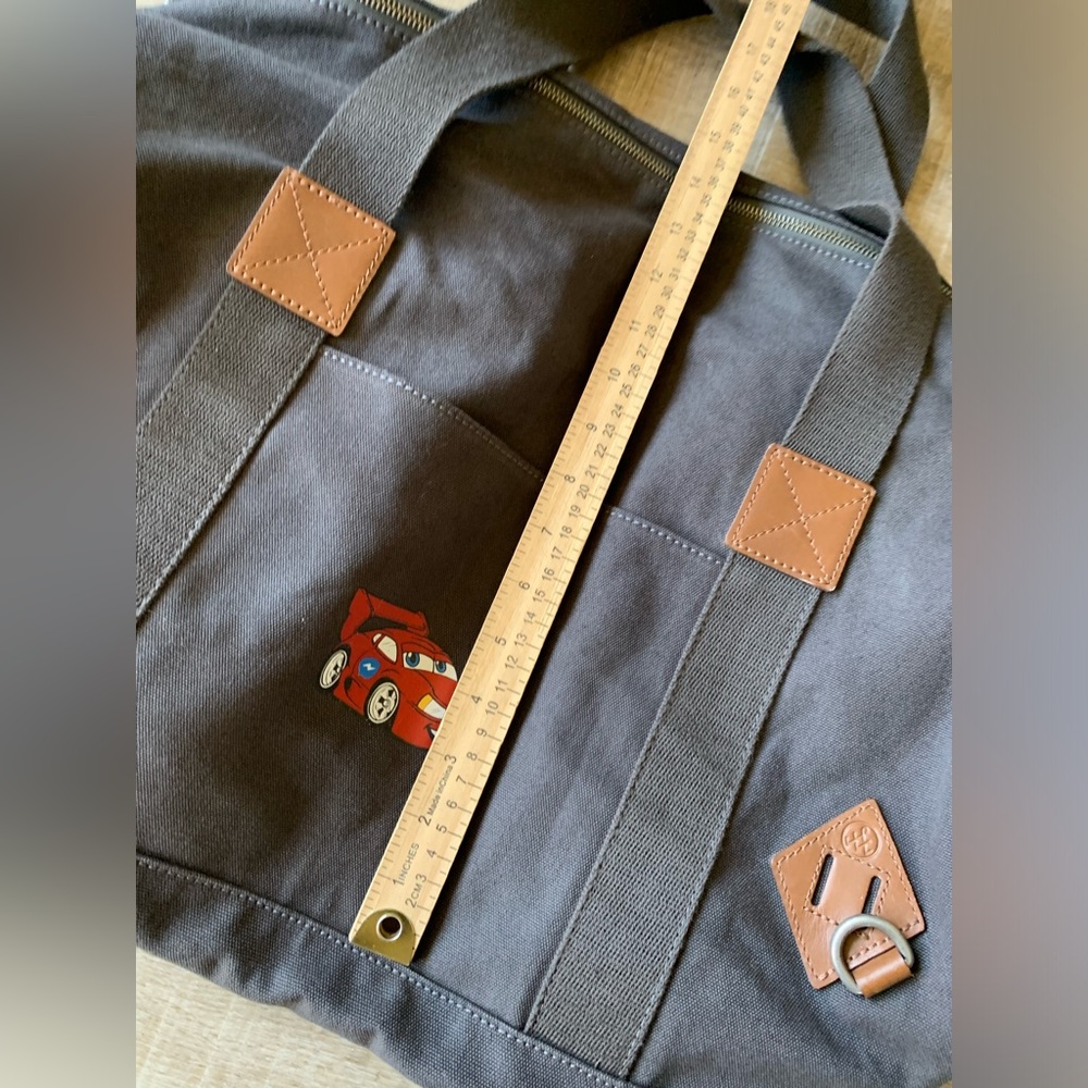 Alternative canvas Duffle Bag gray cars adjustable adult child  full zip clean! - Picture 6 of 10